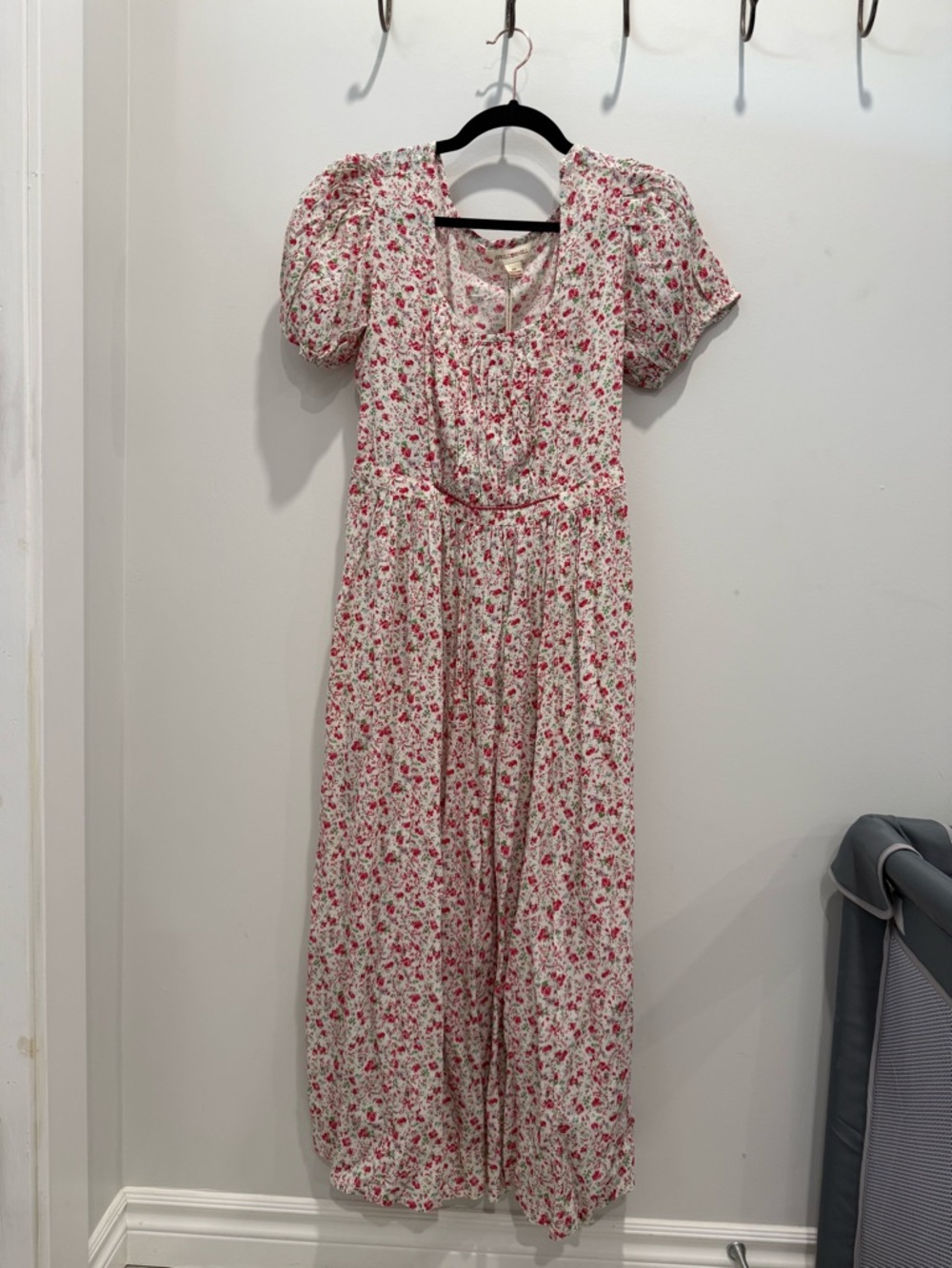 NWT April Cornell Cream Maxi Dress with Pink Floral Print